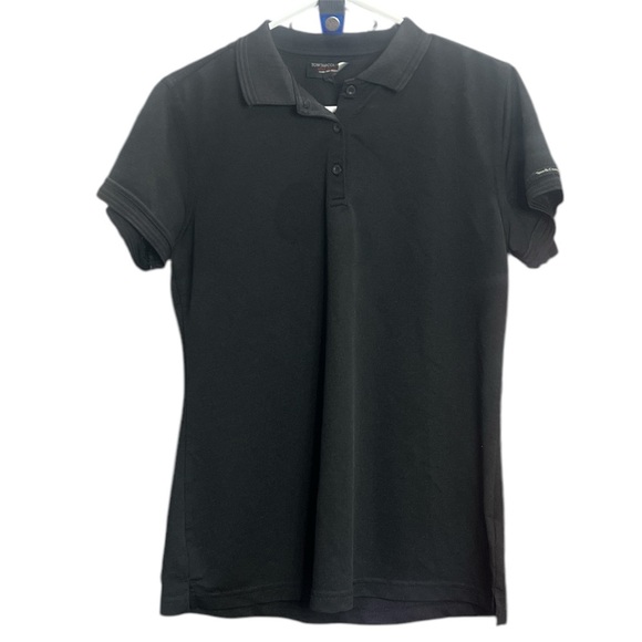 TOWN & COUNTRY Solid Black Short Sleeve Shirt Men Button Chest Lightweight Polo - Picture 1 of 9